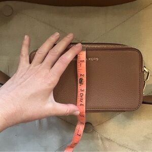 Michael Kors Jet Set Small Double Zip Camera Bag Studded Leather Purse Bag